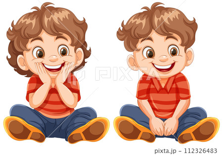 Happy Cartoon Boy in Different Poses 112326483