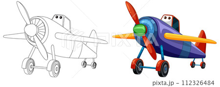 Colorful Cartoon Airplane Transformation 112326484