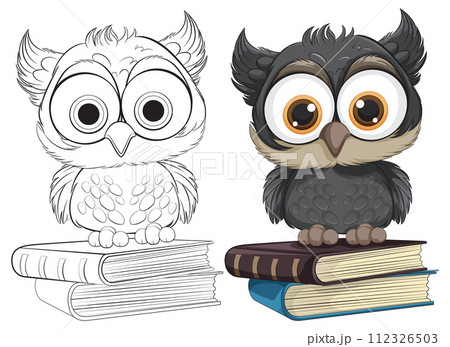 Cute Owls on Books Vector Illustration Cute Owls on Books Vector Illustration 112326503