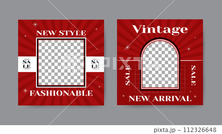 Collection of vintage social media post templates. Square banner design background. Collection of vintage social media post templates. Square banner design background. 112326648