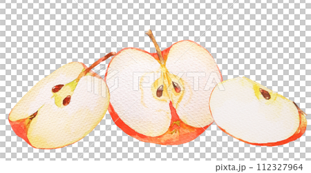 Cross section illustration of an apple drawn in watercolor 112327964