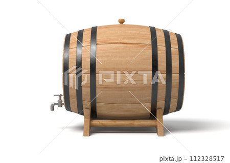 Wooden barrel on a shadowed white backdrop Wooden barrel on a shadowed white backdrop 112328517