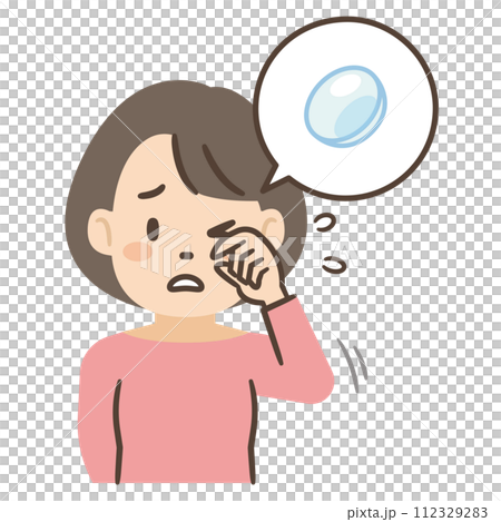 Illustration of a woman whose eyes hurt from contact lenses Illustration of a woman whose eyes hurt from contact lenses 112329283