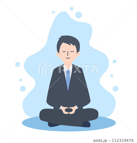 瞑想して落ち着いているスーツの男性 112329478