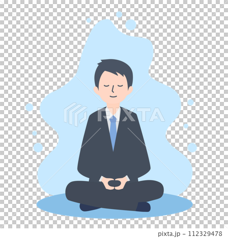 瞑想して落ち着いているスーツの男性 112329478