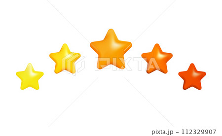 Yellow, orange and red 3D stars icons vector illustration design. Mobile, web, rank or award signs set. 112329907