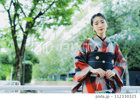 着物の女性 幾何学柄の明仙 着物の女性 幾何学柄の明仙 112330325