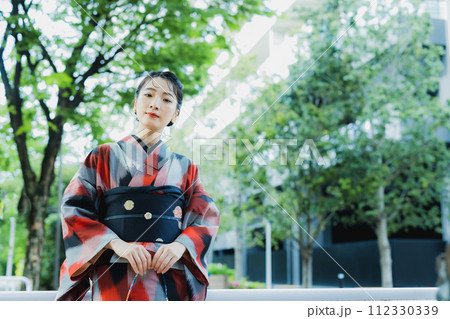 着物の女性 幾何学柄の明仙 着物の女性 幾何学柄の明仙 112330339