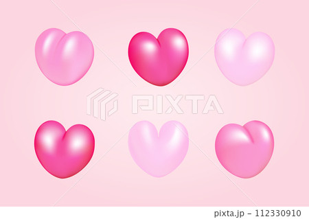 3D hearts set vector illustration design. Shades of pink signs collection on Valentine Day, romantic or love icon. 3D hearts set vector illustration design. Shades of pink signs collection on Valentine Day, romantic or love icon. 112330910
