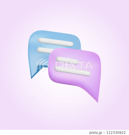 3d blue and violet bubble speeches. Messenger dialogue vector illustration design. Chat conversation template. 112330922