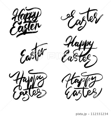 Happy Easter Hand drawn Lettering Design. Easter Greeting Card Handwritten Element. Modern Brush Calligraphy Sign 112331234