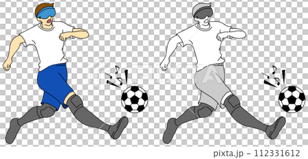 ブラインドサッカーをする選手のイラストセット 112331612