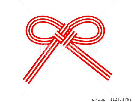 水引のちょう結び　紅白の水引き細工 112331768