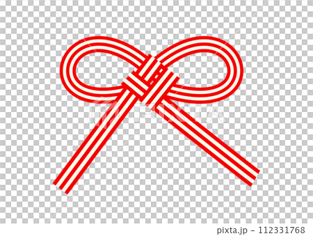 水引のちょう結び　紅白の水引き細工 112331768