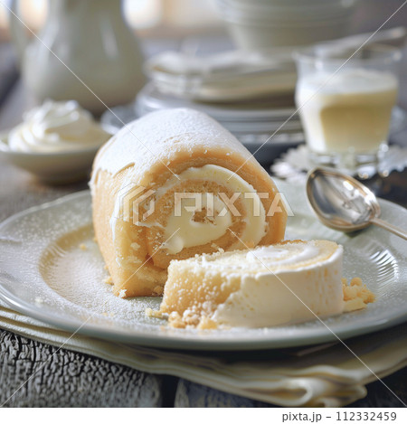 ひんやりふわふわのアイスクリーム・ケーキ・ロール 112332459