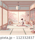 着物と本と桜のある風景 112332837