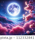 青い満月と夜桜のとある背景 112332841