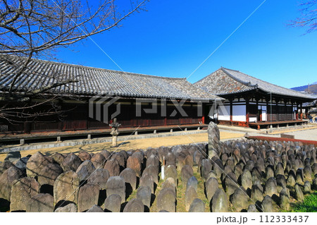 【奈良県】晴天の元興寺の極楽坊本堂と禅室 112333437
