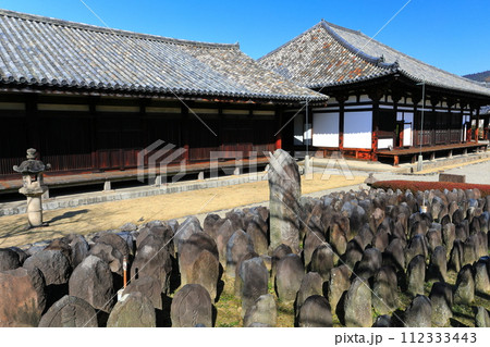 【奈良県】晴天の元興寺の極楽坊本堂と禅室 112333443