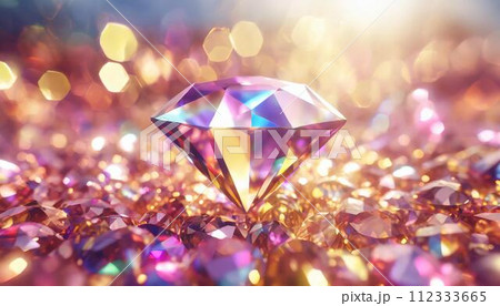 クリスタルを散りばめたキラキラと輝きのある背景　ダイヤモンド 112333665