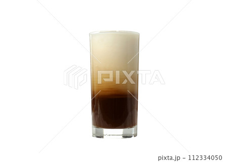 PNG, Coffee with milk in glass, isolated on white background 112334050