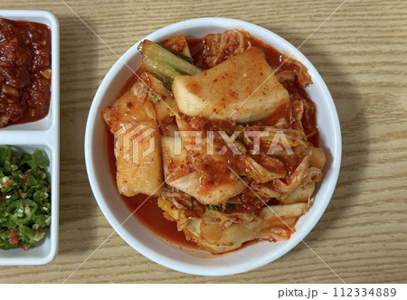 Cabbage Kimchi and Radish Kimchi  Korean called Kimch and kkakdugi 112334889