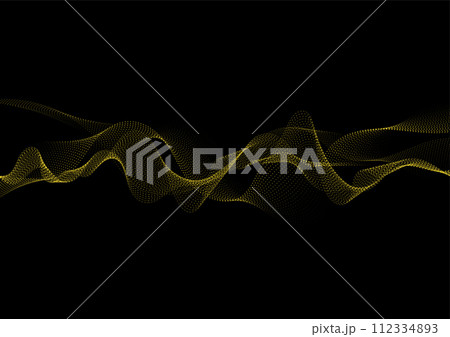 Abstract background with dynamic particle sound waves. Wave of musical soundtrack for record. Vector illustration 112334893