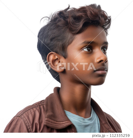 Portrait of tamil boy isolated on white background 112335259