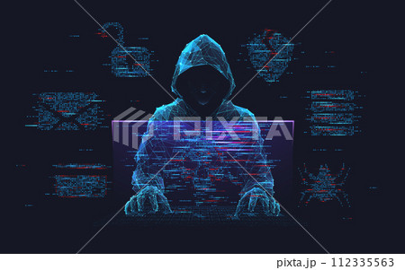 Fraud or scam background. Abstract hacker with programmer code.  112335563