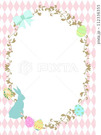 イースター用のかわいいフレーム背景　ピンクダイヤ柄 112336355