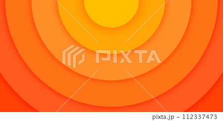 Orange concentric circles banner in paper cut style. Sun, bright sunlight, sunrise, sunset or sunburst background. Ripples, impact, sonar wave, epicenter, radar wallpaper Orange concentric circles banner in paper cut style. Sun, bright sunlight, sunrise, sunset or sunburst background. Ripples, impact, sonar wave, epicenter, radar wallpaper 112337473