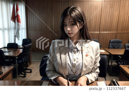 考えながらミーティングをしている政治家の女性 112337667