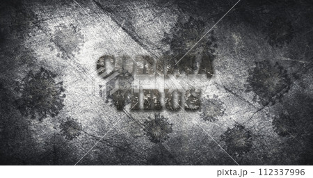 Coronavirus outbreak pandemic. Grunge, destroyed background with Ncov-19 bacteria 3D illustration 112337996