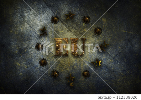 Coronavirus, COVID-19 outbreak pandemic all over European Union. Infected EU flag. Corona Bacteria and infected stars illustration Coronavirus, COVID-19 outbreak pandemic all over European Union. Infected EU flag. Corona Bacteria and infected stars illustration 112338020