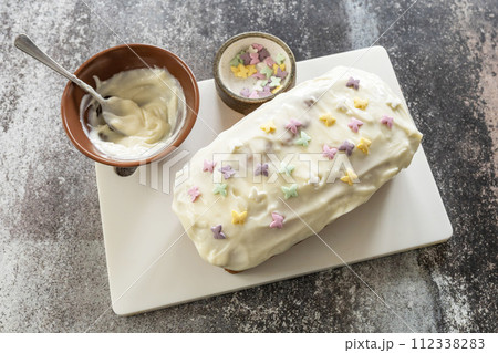 Cooking Cupcake with Easter Bunny and colorful eggs, step by step, step 7. Cooking Cupcake with Easter Bunny and colorful eggs, step by step, step 7. 112338283