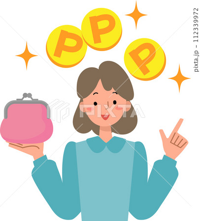 ポイントを説明する女性のイラスト 112339972