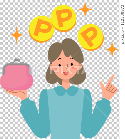 ポイントを説明する女性のイラスト 112339972