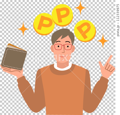 ポイントを説明する男性のイラスト 112339975