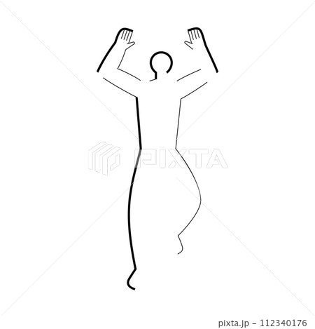 Icon of jumping man with raised hands isolated on white 112340176