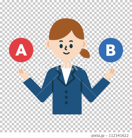 Business person comparison quiz selection suit female illustration Business person comparison quiz selection suit female illustration 112341622