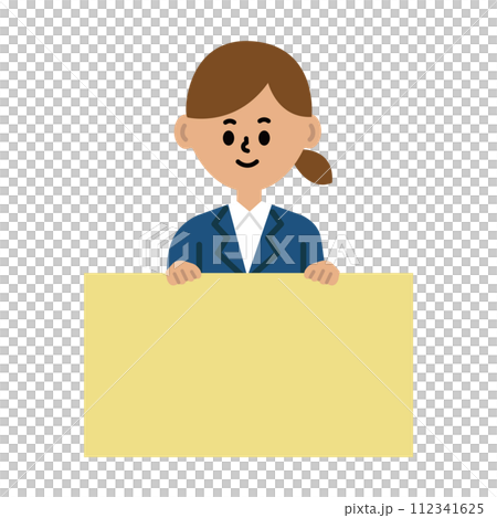 Business Person White Sign Text Frame Suit Female Illustration 112341625