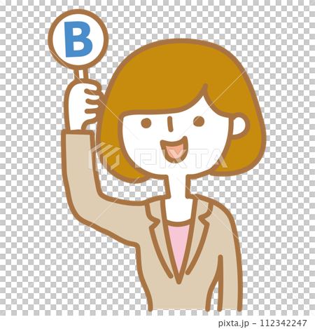 A woman raising a B sign A woman raising a B sign 112342247