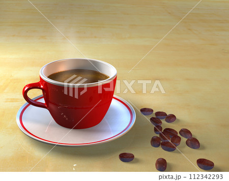 Coffee cup and coffee beans 112342293