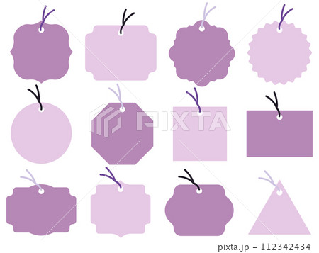 ひも付きタグ12種セット　パープル 112342434