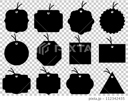 12 個標籤，附繩子，黑色 112342435