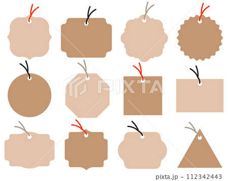 ひも付きタグ12種セット　ブラウン 112342443
