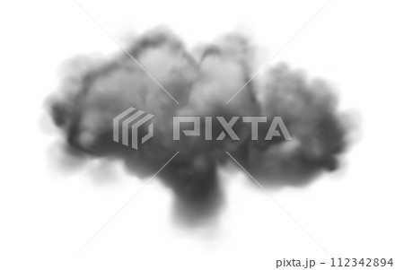 きのこ雲の黒い煙、雲のイラスト 112342894