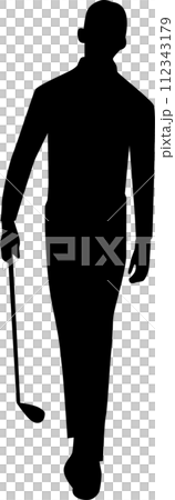 person with golf iron person with golf iron 112343179