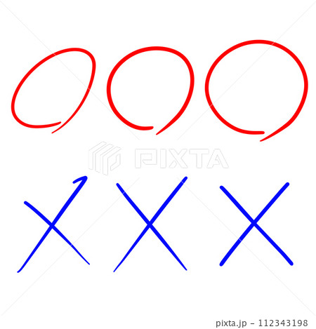 手書きのまるばつイラスト 手書きのまるばつイラスト 112343198