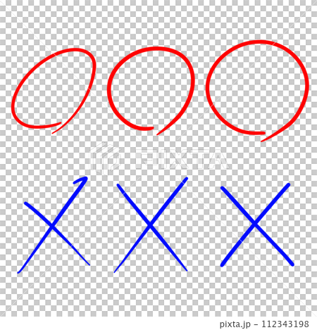 手書きのまるばつイラスト 手書きのまるばつイラスト 112343198